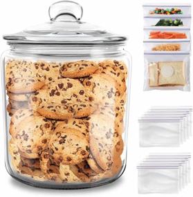 img 4 attached to 🍪 MASTERTOP 1 Gallon Clear Round Large Capacity Airtight Glass Storage Jar with Leak Proof Rubber Gasket Lid - Versatile Container for Dry Food, Cookies, Snacks