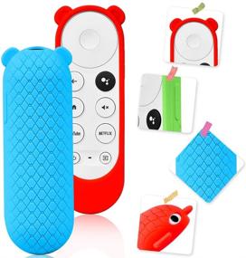 img 3 attached to 📺 3 Pack Glowing Silicone Protective Covers for Chromecast with Google TV 2020 Voice Remote - Enhanced Shock Absorption and Cute Ear Shape Design - Glow Green, Glow Blue, and Red