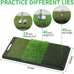 img 1 attached to 🏌️ Keenstone Portable Turf Golf Hitting Mat with 12 Golf Tees, 1 Rubber Tee, and 3 Position Marks - Heavy Duty Rubber Base Golf Grass Mat for Indoor or Outdoor Training