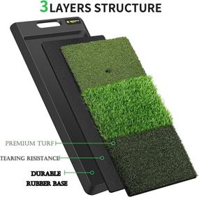 img 2 attached to 🏌️ Keenstone Portable Turf Golf Hitting Mat with 12 Golf Tees, 1 Rubber Tee, and 3 Position Marks - Heavy Duty Rubber Base Golf Grass Mat for Indoor or Outdoor Training