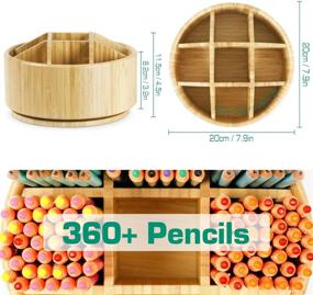 img 3 attached to 🎨 Durable Bamboo Rotating Art Supply Organizer - Darfoo Spinning Pen Pencil Holder, Desktop Carousel Organizer for Pens, Colored Pencils, Markers, and Crafts - Sturdy & Efficient