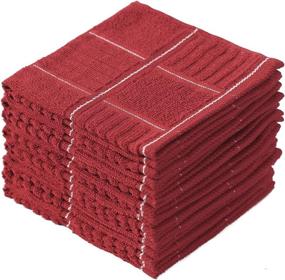 img 4 attached to Glynniss Kitchen Dish Cloths - Pack of 8 Cotton Dish Rags for Washing, Drying, and Cleaning (12x12 inches, Red)