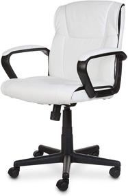 img 1 attached to 🪑 Amazon Basics White Padded Office Chair - Adjustable Height/Tilt, 360-Degree Swivel, Armrests, 275Lb Capacity
