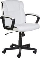 🪑 amazon basics white padded office chair - adjustable height/tilt, 360-degree swivel, armrests, 275lb capacity logo