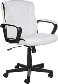 img 4 attached to 🪑 Amazon Basics White Padded Office Chair - Adjustable Height/Tilt, 360-Degree Swivel, Armrests, 275Lb Capacity
