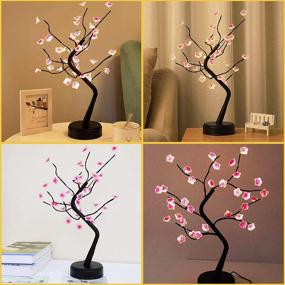 img 3 attached to 🌸 Sparkly Cherry Blossom Tree Lamp: DIY Tabletop Decor with 36 LED Lights - Battery/USB Operated | Perfect for Christmas Party or Bedroom Night Lights (Warm White)