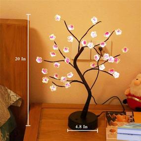 img 1 attached to 🌸 Sparkly Cherry Blossom Tree Lamp: DIY Tabletop Decor with 36 LED Lights - Battery/USB Operated | Perfect for Christmas Party or Bedroom Night Lights (Warm White)