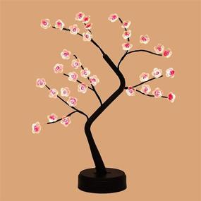 img 4 attached to 🌸 Sparkly Cherry Blossom Tree Lamp: DIY Tabletop Decor with 36 LED Lights - Battery/USB Operated | Perfect for Christmas Party or Bedroom Night Lights (Warm White)