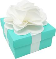 🎁 premium favor gift boxes for weddings, bridal showers, birthdays, and all events - 4x4x2 size, 10 count per pack (1-pack, robin egg blue) - includes white satin ribbons & paper flowers in each box logo