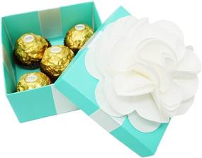 img 3 attached to 🎁 Premium Favor Gift Boxes for Weddings, Bridal Showers, Birthdays, and All Events - 4x4x2 Size, 10 Count Per Pack (1-Pack, Robin Egg Blue) - Includes White Satin Ribbons & Paper Flowers in Each Box