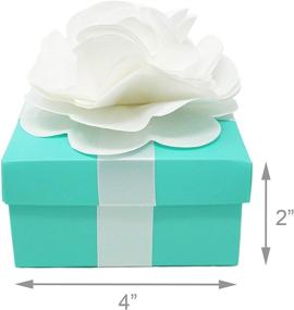 img 1 attached to 🎁 Premium Favor Gift Boxes for Weddings, Bridal Showers, Birthdays, and All Events - 4x4x2 Size, 10 Count Per Pack (1-Pack, Robin Egg Blue) - Includes White Satin Ribbons & Paper Flowers in Each Box