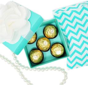 img 2 attached to 🎁 Premium Favor Gift Boxes for Weddings, Bridal Showers, Birthdays, and All Events - 4x4x2 Size, 10 Count Per Pack (1-Pack, Robin Egg Blue) - Includes White Satin Ribbons & Paper Flowers in Each Box
