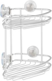 img 4 attached to iDesign InterDesign Metro Rustproof Aluminum Turn-N-Lock Suction, Bathroom Shower Corner Basket - 2 Tier Silver Organizer for Shampoo, Conditioner, Soap