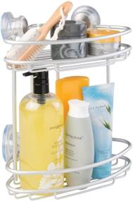 img 1 attached to iDesign InterDesign Metro Rustproof Aluminum Turn-N-Lock Suction, Bathroom Shower Corner Basket - 2 Tier Silver Organizer for Shampoo, Conditioner, Soap