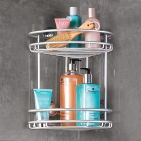 img 3 attached to iDesign InterDesign Metro Rustproof Aluminum Turn-N-Lock Suction, Bathroom Shower Corner Basket - 2 Tier Silver Organizer for Shampoo, Conditioner, Soap