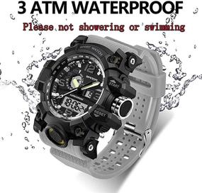 img 1 attached to 🕶️ Tactical Military Watches for Men - Waterproof Outdoor Sports Watch with Analog Digital Multifunction & Dual Display - Mens Wristwatch