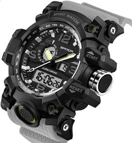 img 2 attached to 🕶️ Tactical Military Watches for Men - Waterproof Outdoor Sports Watch with Analog Digital Multifunction & Dual Display - Mens Wristwatch