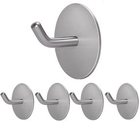 img 4 attached to 🧲 Meirenda Self-Adhesive Hooks - Removable Wall Hangers, Heavy-Duty Sticky Hooks for Bathroom, Office, Kitchen, and More - Gray Round 5 Pack