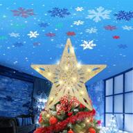 🎄 led rotating colorful snowflake projector lights christmas tree topper - glitter hollow golden star snow xmas/christmas tree festival decoration logo