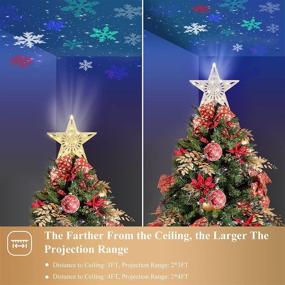 img 2 attached to 🎄 LED Rotating Colorful Snowflake Projector Lights Christmas Tree Topper - Glitter Hollow Golden Star Snow Xmas/Christmas Tree Festival Decoration