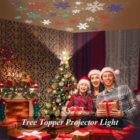 img 1 attached to 🎄 LED Rotating Colorful Snowflake Projector Lights Christmas Tree Topper - Glitter Hollow Golden Star Snow Xmas/Christmas Tree Festival Decoration