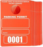 🚗 neon red temporary hanging parking permit for car parking management - numbered 1-100 (dimensions: 3.15 x 4.75 in) logo