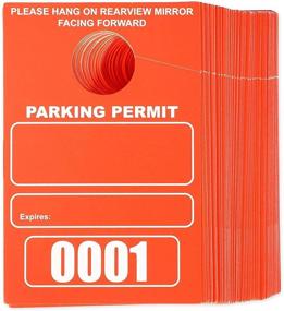 img 4 attached to 🚗 Neon Red Temporary Hanging Parking Permit for Car Parking Management - Numbered 1-100 (Dimensions: 3.15 x 4.75 in)