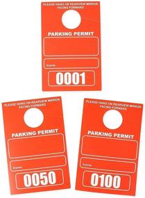 img 3 attached to 🚗 Neon Red Temporary Hanging Parking Permit for Car Parking Management - Numbered 1-100 (Dimensions: 3.15 x 4.75 in)