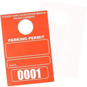 img 2 attached to 🚗 Neon Red Temporary Hanging Parking Permit for Car Parking Management - Numbered 1-100 (Dimensions: 3.15 x 4.75 in)