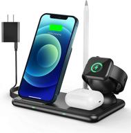 🔌 convenient 4 in 1 wireless charging station for apple watch, pencil, airpods pro & iphone 12/11/8, samsung – foldable charger stand with 18w qc3.0 adapter logo