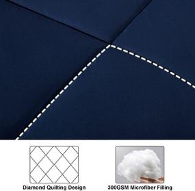 img 2 attached to 🛏️ TOPLUXE Navy Blue King Comforter Set - All Season Quilted Duvet Insert with 2 Pillow Shams (King Size)