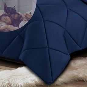 img 3 attached to 🛏️ TOPLUXE Navy Blue King Comforter Set - All Season Quilted Duvet Insert with 2 Pillow Shams (King Size)