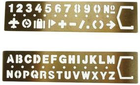 img 3 attached to 🔢 AKOAK 2 Piece Set: Brass Letter and Number Stencils with Symbols - Perfect for Drawing, Bookmarks, Templates - English Alphabets and Arabic Numerals