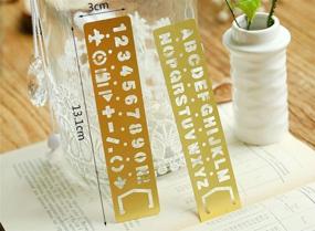 img 2 attached to 🔢 AKOAK 2 Piece Set: Brass Letter and Number Stencils with Symbols - Perfect for Drawing, Bookmarks, Templates - English Alphabets and Arabic Numerals