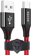 🔌 agvee fast usb-c charging cable set [3 pack: 3ft, 6ft, 10ft] with enhanced usbc end, usb-a to type-c charger cord for samsung galaxy tablet tab s7, s6, s5e, black and red design logo