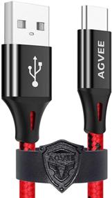 img 4 attached to 🔌 AGVEE Fast USB-C Charging Cable Set [3 Pack: 3ft, 6ft, 10ft] with Enhanced USBC End, USB-A to Type-C Charger Cord for Samsung Galaxy Tablet Tab S7, S6, S5e, Black and Red Design