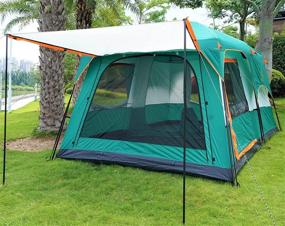 img 2 attached to Large Tent for 8-10 People with 2 Rooms, Straight Wall, 3 Doors and 3 Windows with Mesh, Waterproof and Double Layer - Ideal for Outdoor Activities, Picnics, Camping, Family and Friends Gathering