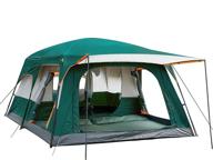 large tent for 8-10 people with 2 rooms, straight wall, 3 doors and 3 windows with mesh, waterproof and double layer - ideal for outdoor activities, picnics, camping, family and friends gathering логотип