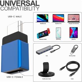 img 2 attached to 🔌 Комплект удлинителей USB C - Cellularize, металлические, 2 шт., голубые - PD 100W, быстрая зарядка Тип-C, удлинитель док-станции - совместим с чехлами Lifeproof и Otterbox - разъем Male to Female для Thunderbolt 3 MacBook, Nintendo Switch, Samsung Dex.