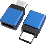 🔌 cellularize usb c extender adapter - 2 pack, blue metal - pd 100w quick charge type c dock extension - compatible with lifeproof otterbox case - male to female for thunderbolt 3 macbook, nintendo switch, samsung, dex logo