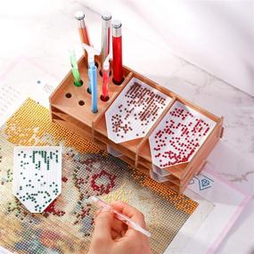 img 2 attached to Wooden Diamond Painting Tray Organizer: Ultimate Storage Solution for Diamond Painting Accessories Kits and Tools with Multi-Boat Holder and 6 Trays - Ideal for 5D DIY Diamond Craft Supplies