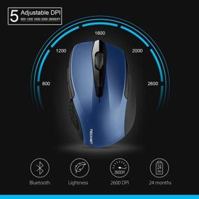 img 3 attached to 🖱️ Беспроводная мышь TeckNet 2600DPI Bluetooth с индикатором заряда батареи - продленный срок службы батареи 12 месяцев, 2600/2000/1600/1200/800DPI