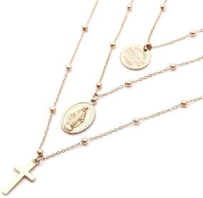 img 1 attached to Multilayer Necklace Pendant Christian Catholic