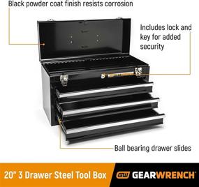 img 2 attached to 🔧 Black GEARWRENCH 83151 20-inch Steel Tool Box with 3 Drawers