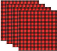 🎄 premium christmas buffalo plaid vinyl fabric sheets - 4 sheets of 12×12 inch classic adhesive iron on patches for heat transfer clothing, red and black logo