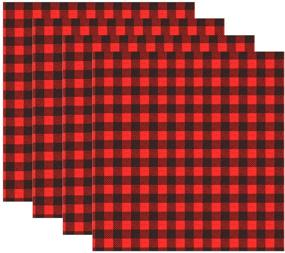 img 4 attached to 🎄 Premium Christmas Buffalo Plaid Vinyl Fabric Sheets - 4 Sheets of 12×12 Inch Classic Adhesive Iron on Patches for Heat Transfer Clothing, Red and Black