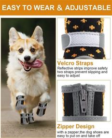 img 1 attached to Durable Dog Shoes Paw Protector for Small and Medium Dogs - Breathable Boots with Non-Slip Sole for Hardwood Floors - Reflective Dog Booties for Hiking, Indoor and Outdoor Use