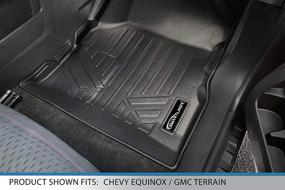 img 2 attached to Black SMARTLINER Floor Mats Set for 2011-2017 Chevy Equinox/GMC Terrain with Front Dual Floor Posts - Custom Fit 2 Row Liner