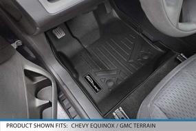 img 3 attached to Black SMARTLINER Floor Mats Set for 2011-2017 Chevy Equinox/GMC Terrain with Front Dual Floor Posts - Custom Fit 2 Row Liner