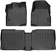 black smartliner floor mats set for 2011-2017 chevy equinox/gmc terrain with front dual floor posts - custom fit 2 row liner logo